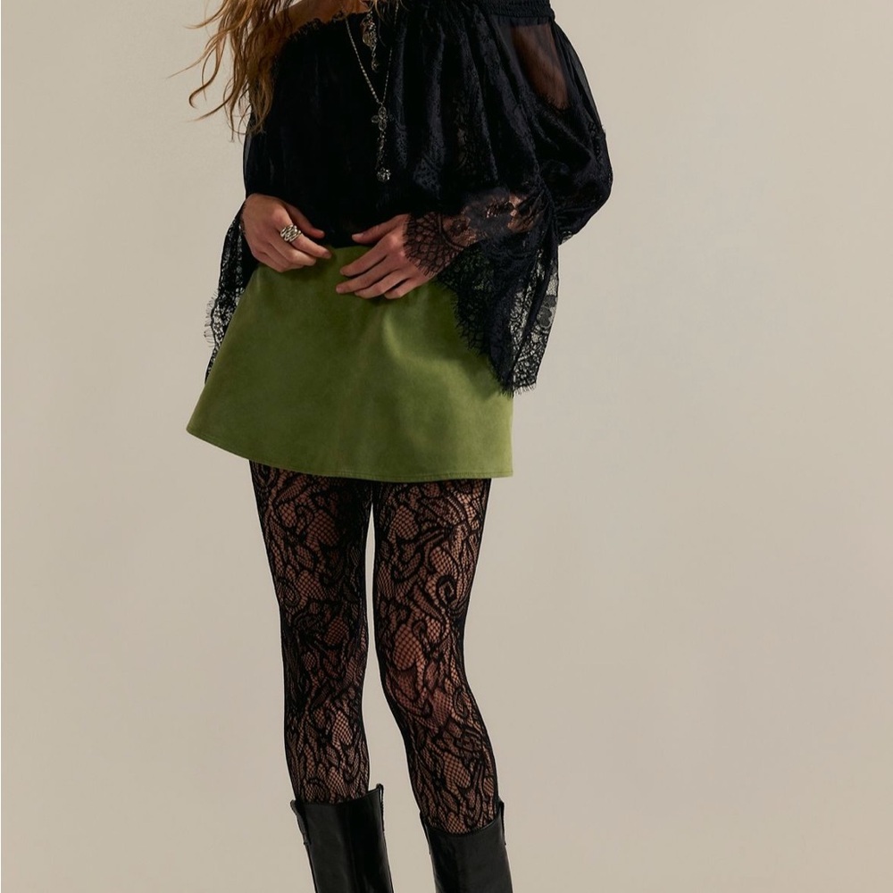 We The Free Paradise Found Suede skirt in BLUE Sz L